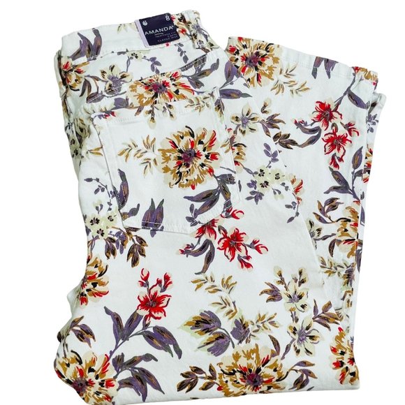 Gloria Vanderbilt Denim - Gloria Vanderbilt White Floral Amanda Capri Jeans NWT Size 8